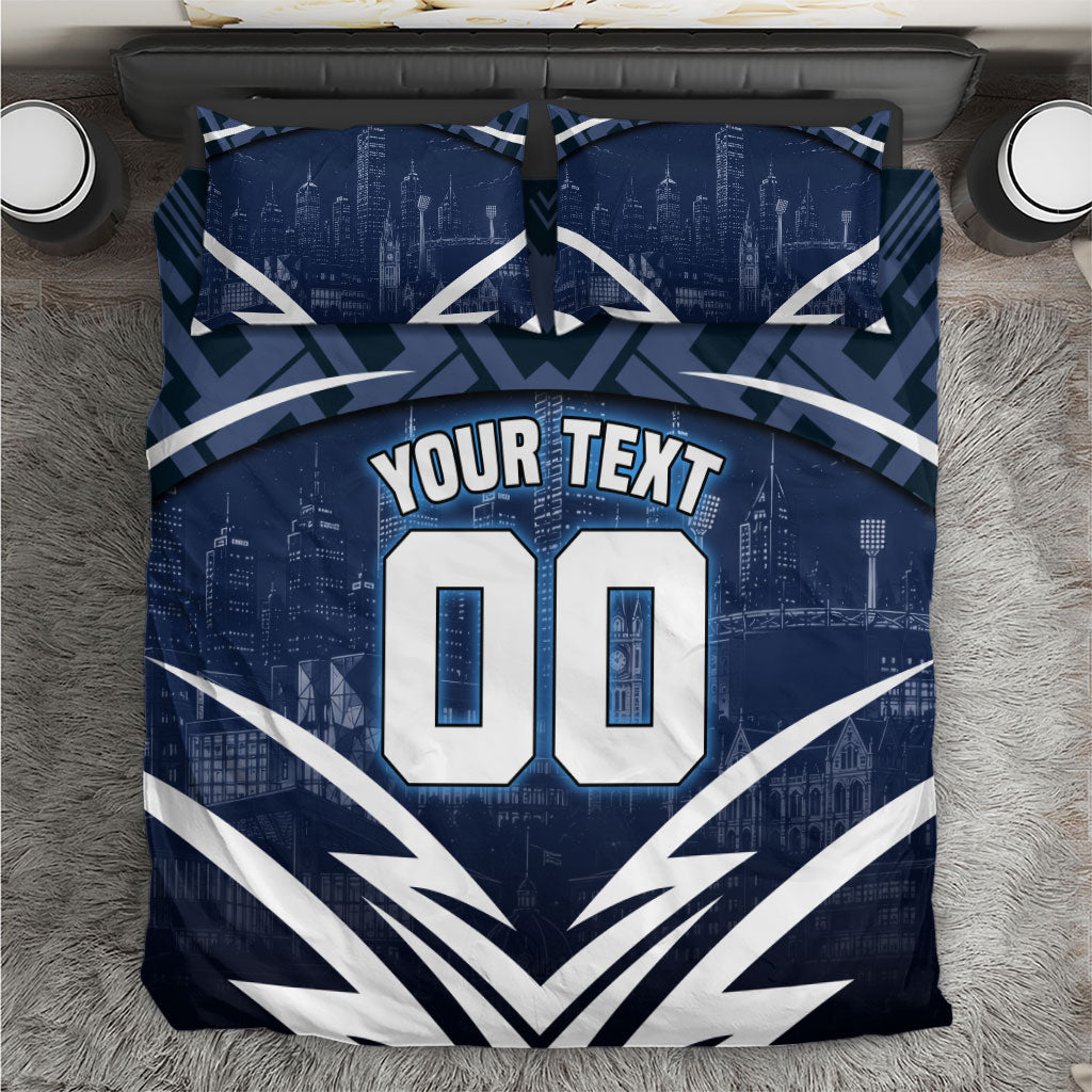 Personalised Carlton Blues Football Bedding Set Superhero Comic Art Dark Geometric City