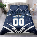 Personalised Carlton Blues Football Bedding Set Superhero Comic Art Dark Geometric City