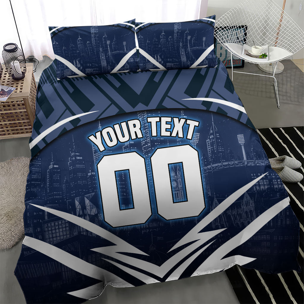 Personalised Carlton Blues Football Bedding Set Superhero Comic Art Dark Geometric City