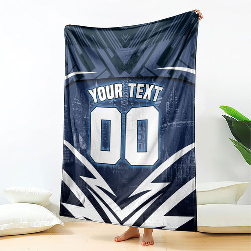 Personalised Carlton Blues Football Blanket Superhero Comic Art Dark Geometric City