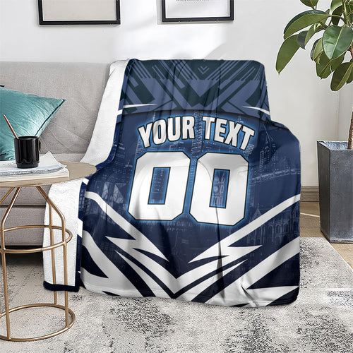 Personalised Carlton Blues Football Blanket Superhero Comic Art Dark Geometric City