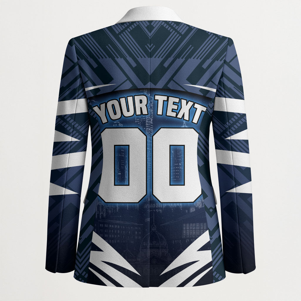 Personalised Carlton Blues Football Blazer Superhero Comic Art Dark Geometric City