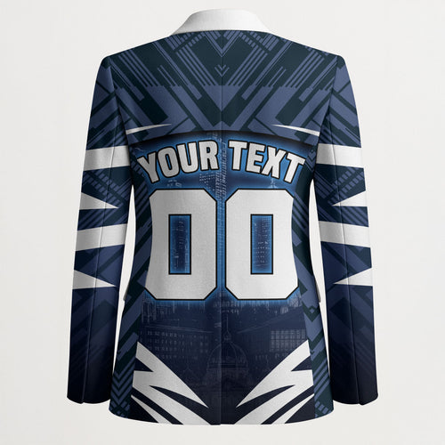 Personalised Carlton Blues Football Blazer Superhero Comic Art Dark Geometric City