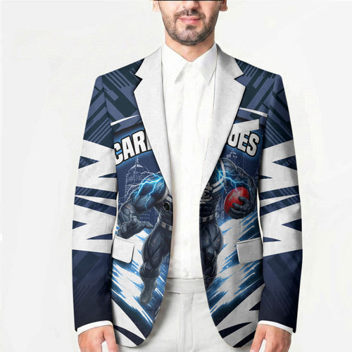 Personalised Carlton Blues Football Blazer Superhero Comic Art Dark Geometric City