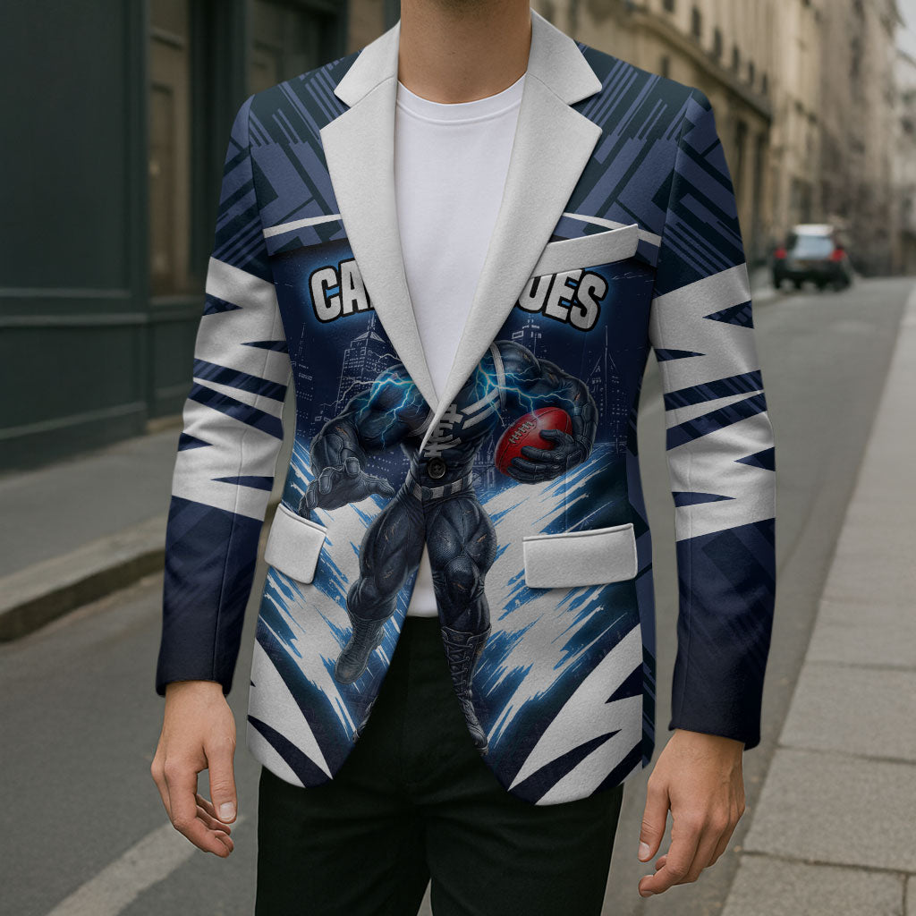Personalised Carlton Blues Football Blazer Superhero Comic Art Dark Geometric City