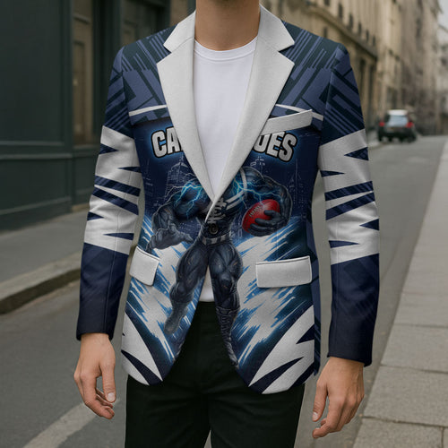 Personalised Carlton Blues Football Blazer Superhero Comic Art Dark Geometric City