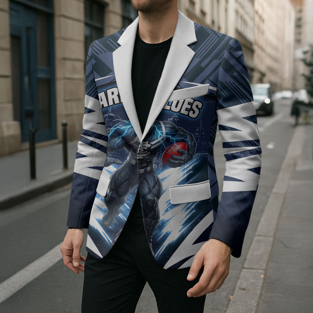 Personalised Carlton Blues Football Blazer Superhero Comic Art Dark Geometric City