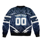 Personalised Carlton Blues Football Bomber Jacket Superhero Comic Art Dark Geometric City