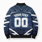 Personalised Carlton Blues Football Bomber Puffer Jacket Superhero Comic Art Dark Geometric City
