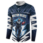 Personalised Carlton Blues Football Button Sweatshirt Superhero Comic Art Dark Geometric City