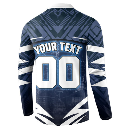 Personalised Carlton Blues Football Button Sweatshirt Superhero Comic Art Dark Geometric City
