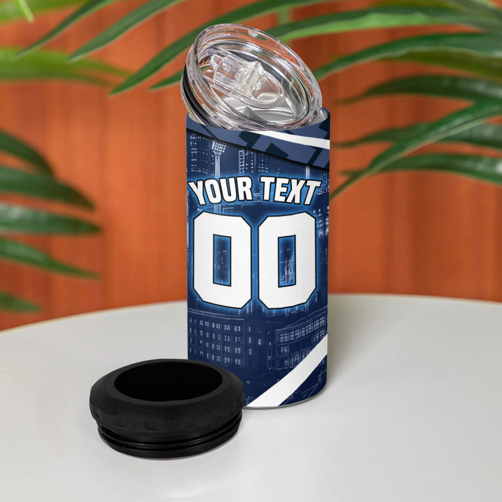 Personalised Carlton Blues Football 4 in 1 Can Cooler Tumbler Superhero Comic Art Dark Geometric City