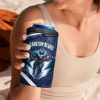 Personalised Carlton Blues Football 4 in 1 Can Cooler Tumbler Superhero Comic Art Dark Geometric City