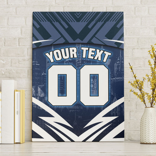 Personalised Carlton Blues Football Canvas Wall Art Superhero Comic Art Dark Geometric City