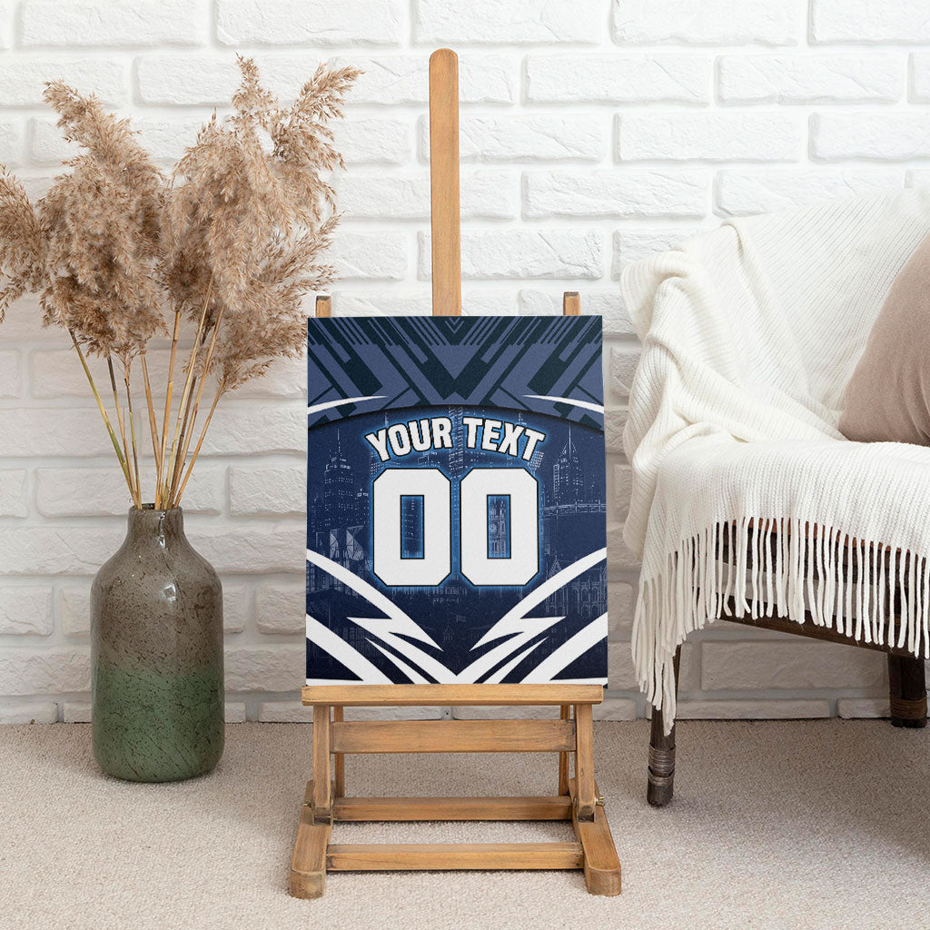 Personalised Carlton Blues Football Canvas Wall Art Superhero Comic Art Dark Geometric City