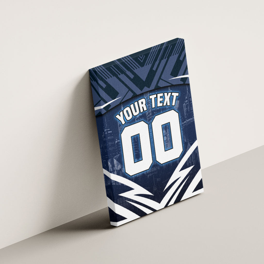 Personalised Carlton Blues Football Canvas Wall Art Superhero Comic Art Dark Geometric City