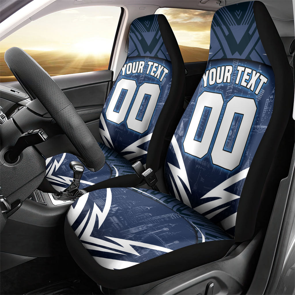 Personalised Carlton Blues Football Car Seat Cover Superhero Comic Art Dark Geometric City