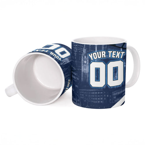 Personalised Carlton Blues Football Ceramic Mug Superhero Comic Art Dark Geometric City