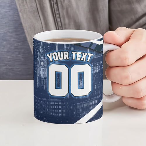 Personalised Carlton Blues Football Ceramic Mug Superhero Comic Art Dark Geometric City