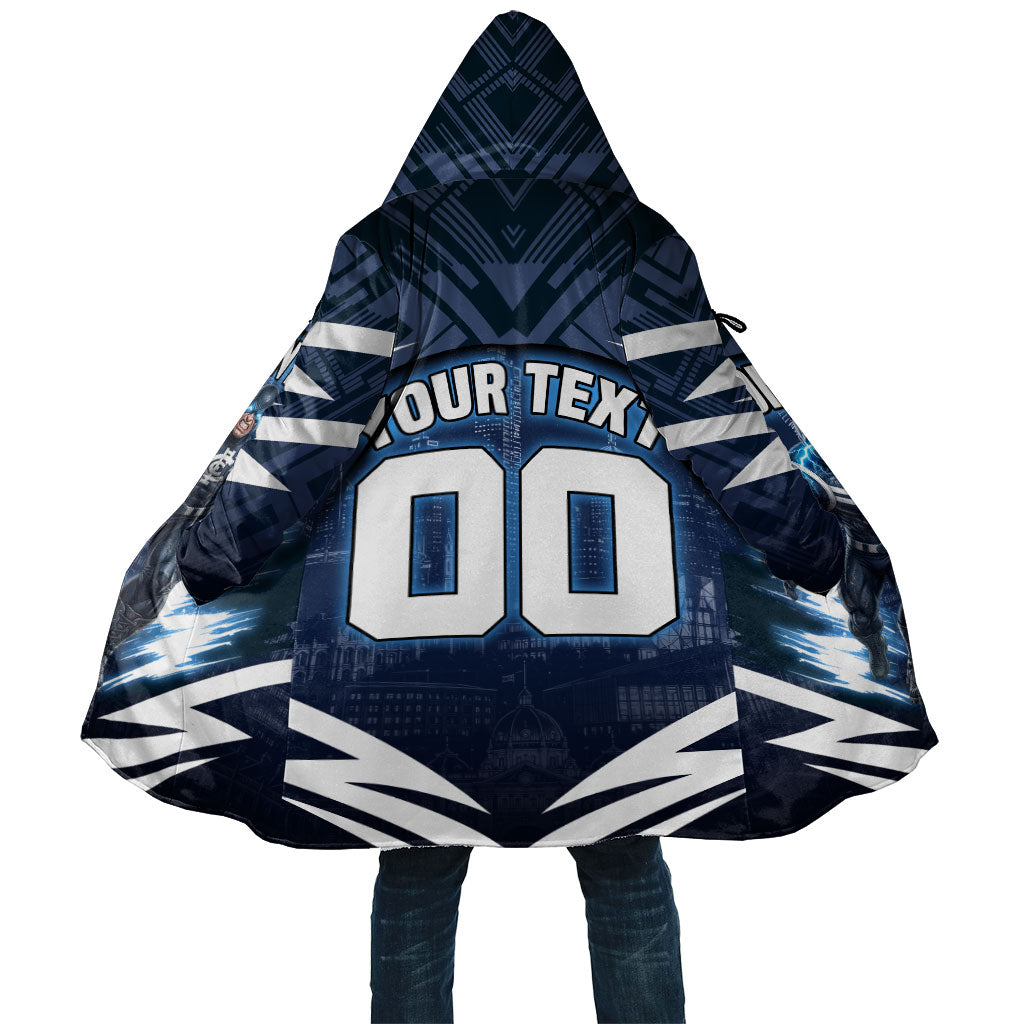 Personalised Carlton Blues Football Cloak Superhero Comic Art Dark Geometric City