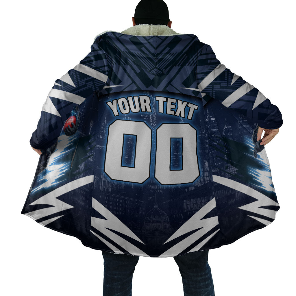 Personalised Carlton Blues Football Cloak Superhero Comic Art Dark Geometric City