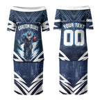 Personalised Carlton Blues Football Couples Matching Puletasi and Hawaiian Shirt Superhero Comic Art Dark Geometric City