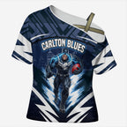 Personalised Carlton Blues Football Cross Shoulder Shirt Superhero Comic Art Dark Geometric City