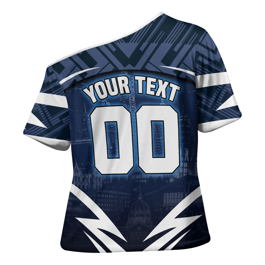 Personalised Carlton Blues Football Cross Shoulder Shirt Superhero Comic Art Dark Geometric City