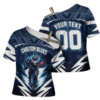 Personalised Carlton Blues Football Cross Shoulder Shirt Superhero Comic Art Dark Geometric City