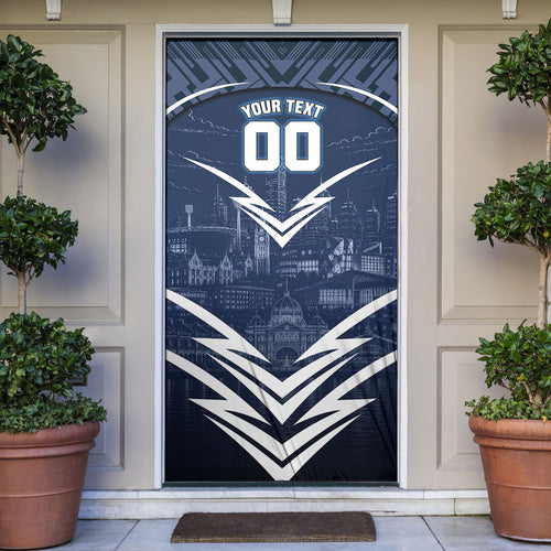 Personalised Carlton Blues Football Door Cover Superhero Comic Art Dark Geometric City