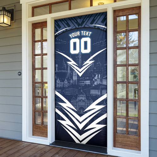 Personalised Carlton Blues Football Door Cover Superhero Comic Art Dark Geometric City