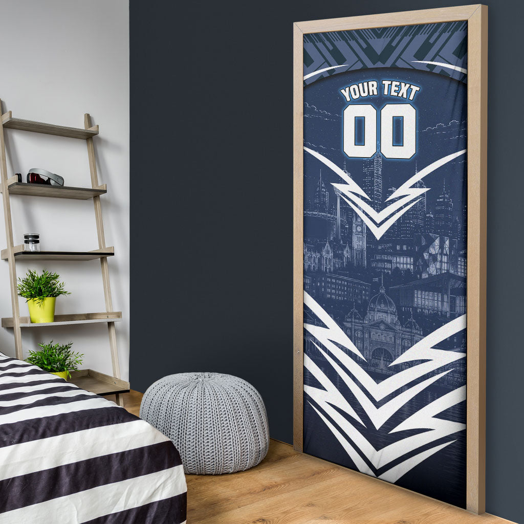 Personalised Carlton Blues Football Door Cover Superhero Comic Art Dark Geometric City