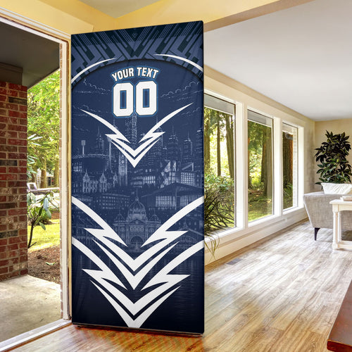 Personalised Carlton Blues Football Door Cover Superhero Comic Art Dark Geometric City