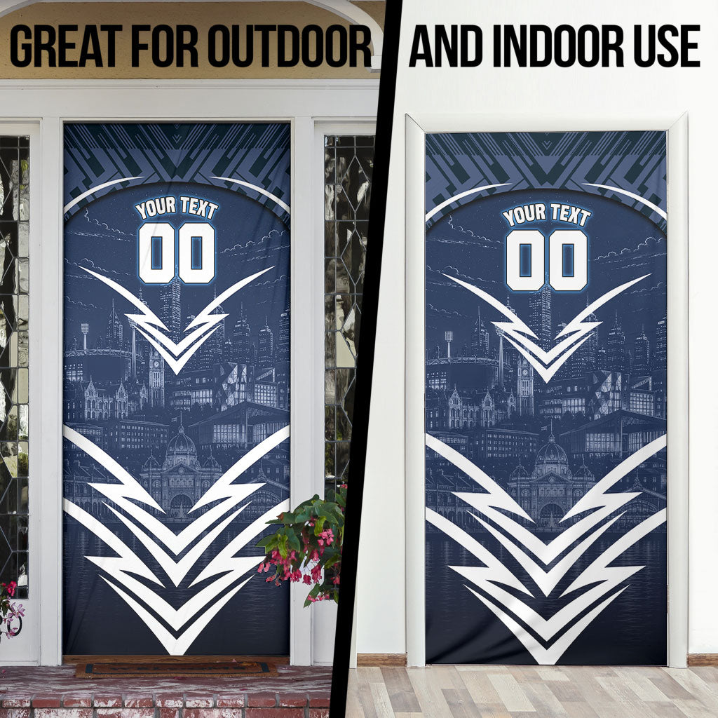 Personalised Carlton Blues Football Door Cover Superhero Comic Art Dark Geometric City