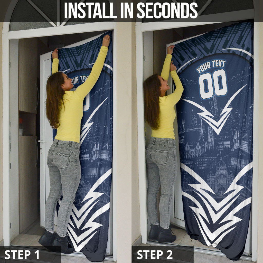 Personalised Carlton Blues Football Door Cover Superhero Comic Art Dark Geometric City