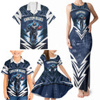 Personalised Carlton Blues Football Family Matching Tank Maxi Dress and Hawaiian Shirt Superhero Comic Art Dark Geometric City
