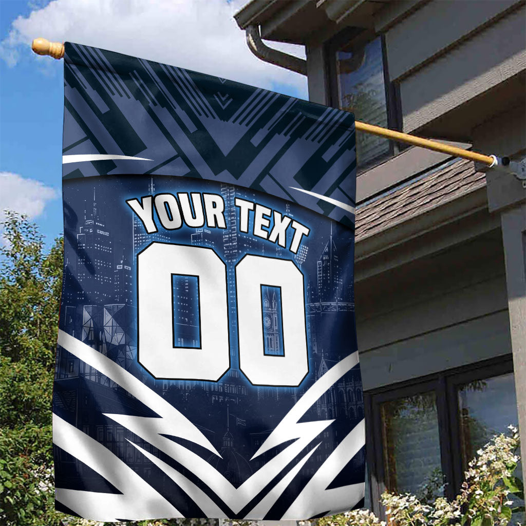 Personalised Carlton Blues Football Garden Flag Superhero Comic Art Dark Geometric City