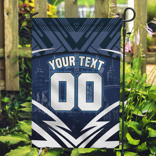 Personalised Carlton Blues Football Garden Flag Superhero Comic Art Dark Geometric City
