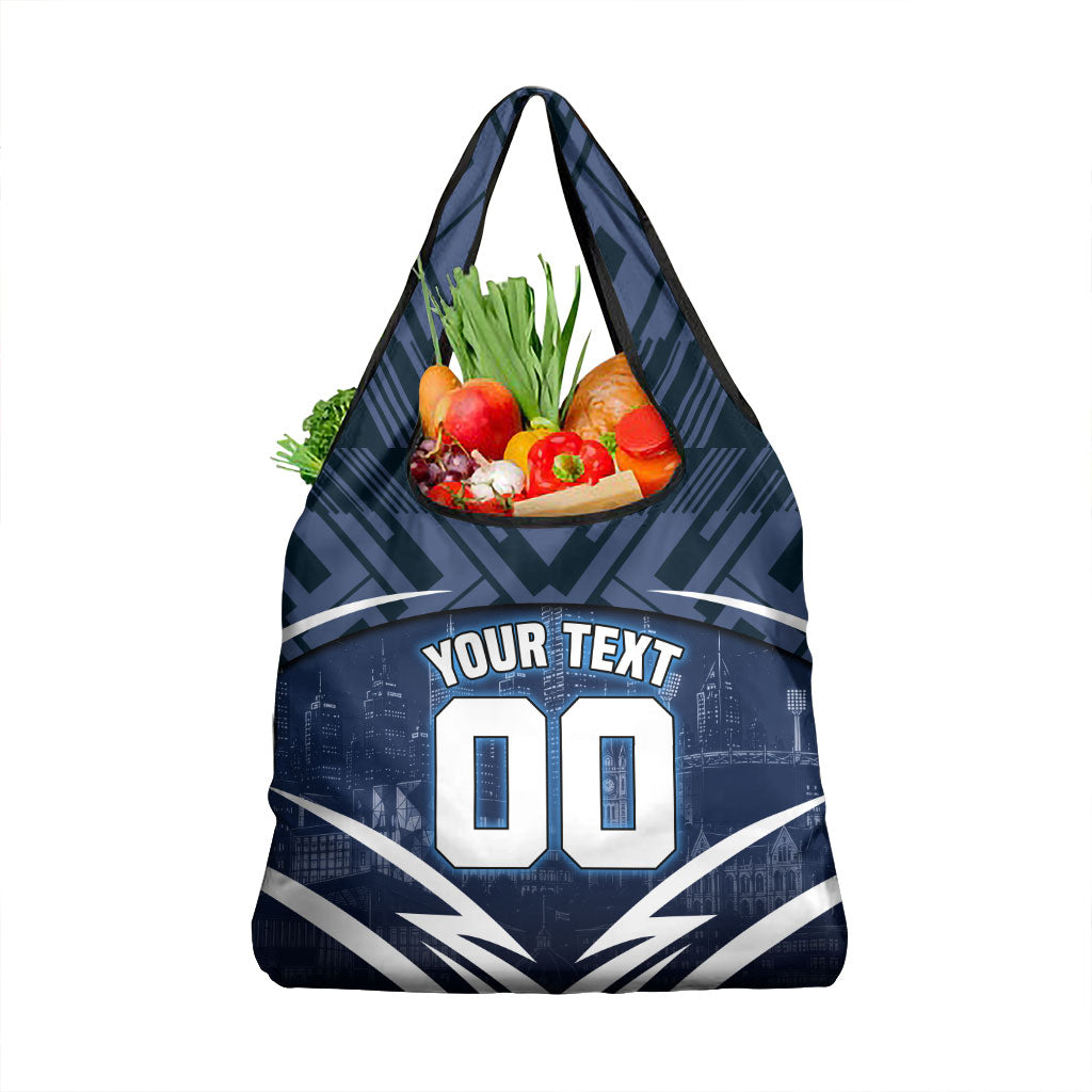 Personalised Carlton Blues Football Grocery Bag Superhero Comic Art Dark Geometric City