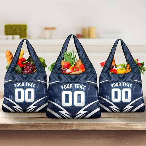 Personalised Carlton Blues Football Grocery Bag Superhero Comic Art Dark Geometric City
