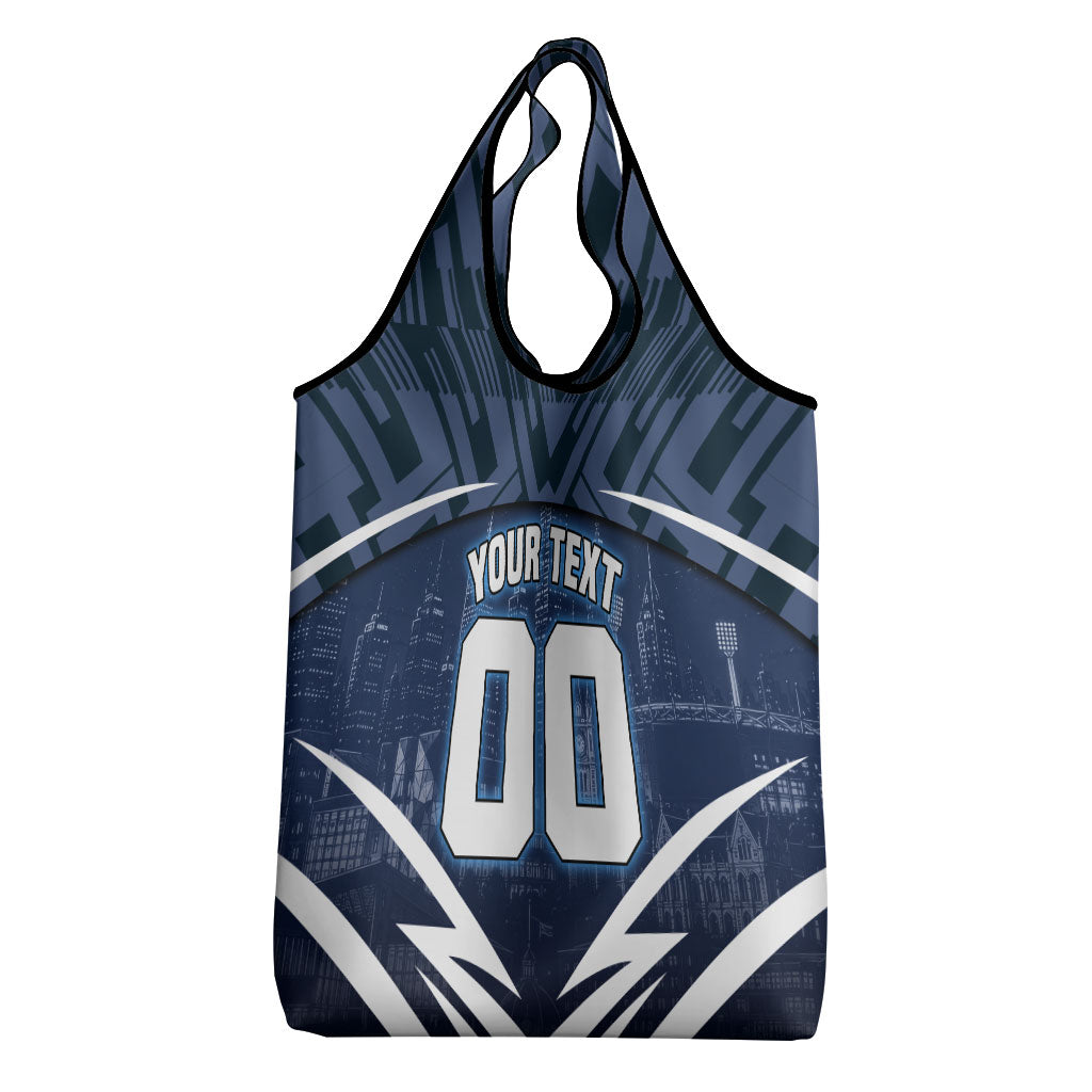 Personalised Carlton Blues Football Grocery Bag Superhero Comic Art Dark Geometric City
