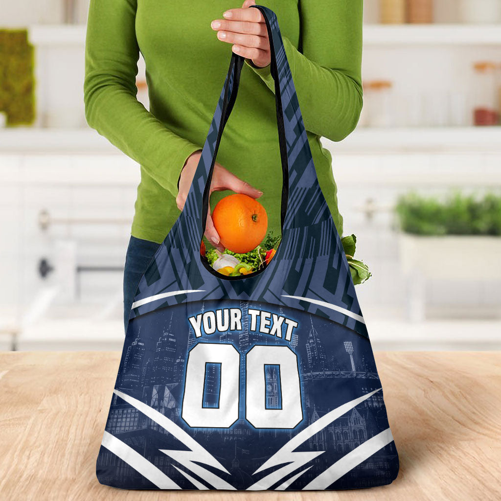 Personalised Carlton Blues Football Grocery Bag Superhero Comic Art Dark Geometric City