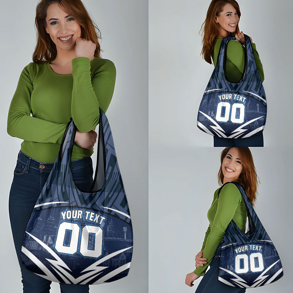 Personalised Carlton Blues Football Grocery Bag Superhero Comic Art Dark Geometric City