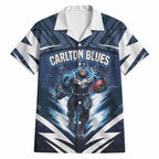 Personalised Carlton Blues Football Hawaiian Shirt Superhero Comic Art Dark Geometric City