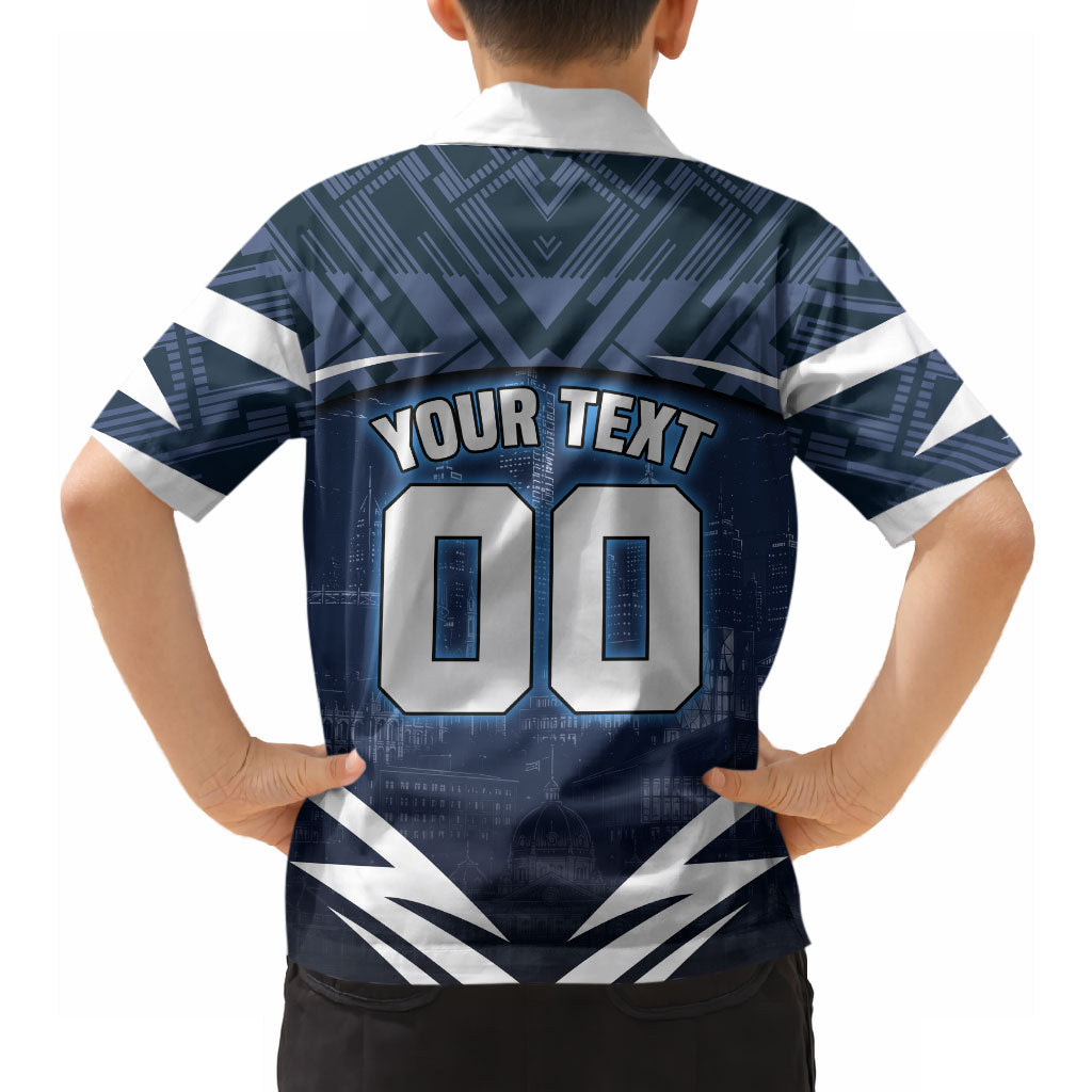 Personalised Carlton Blues Football Hawaiian Shirt Superhero Comic Art Dark Geometric City