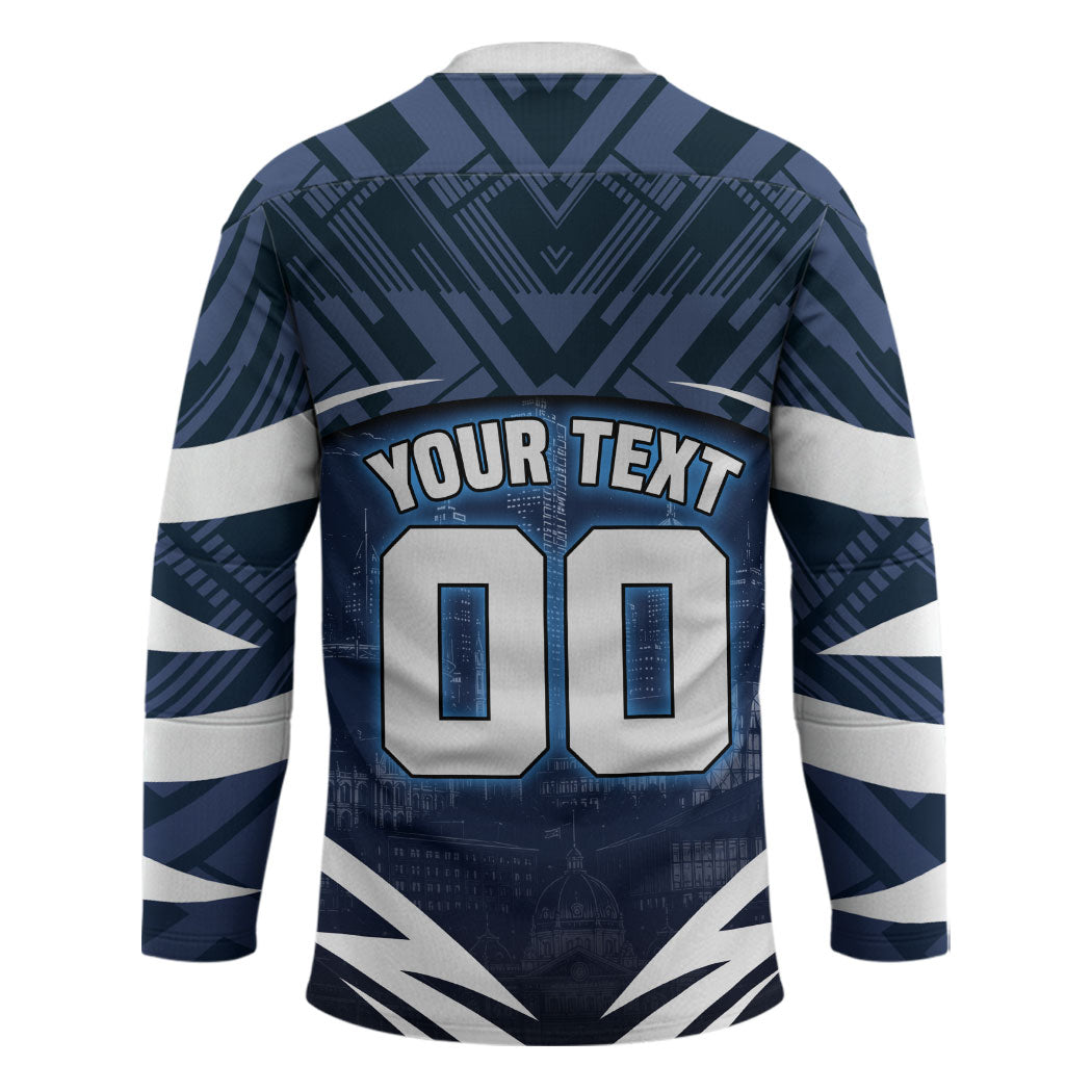 Personalised Carlton Blues Football Hockey Jersey Superhero Comic Art Dark Geometric City