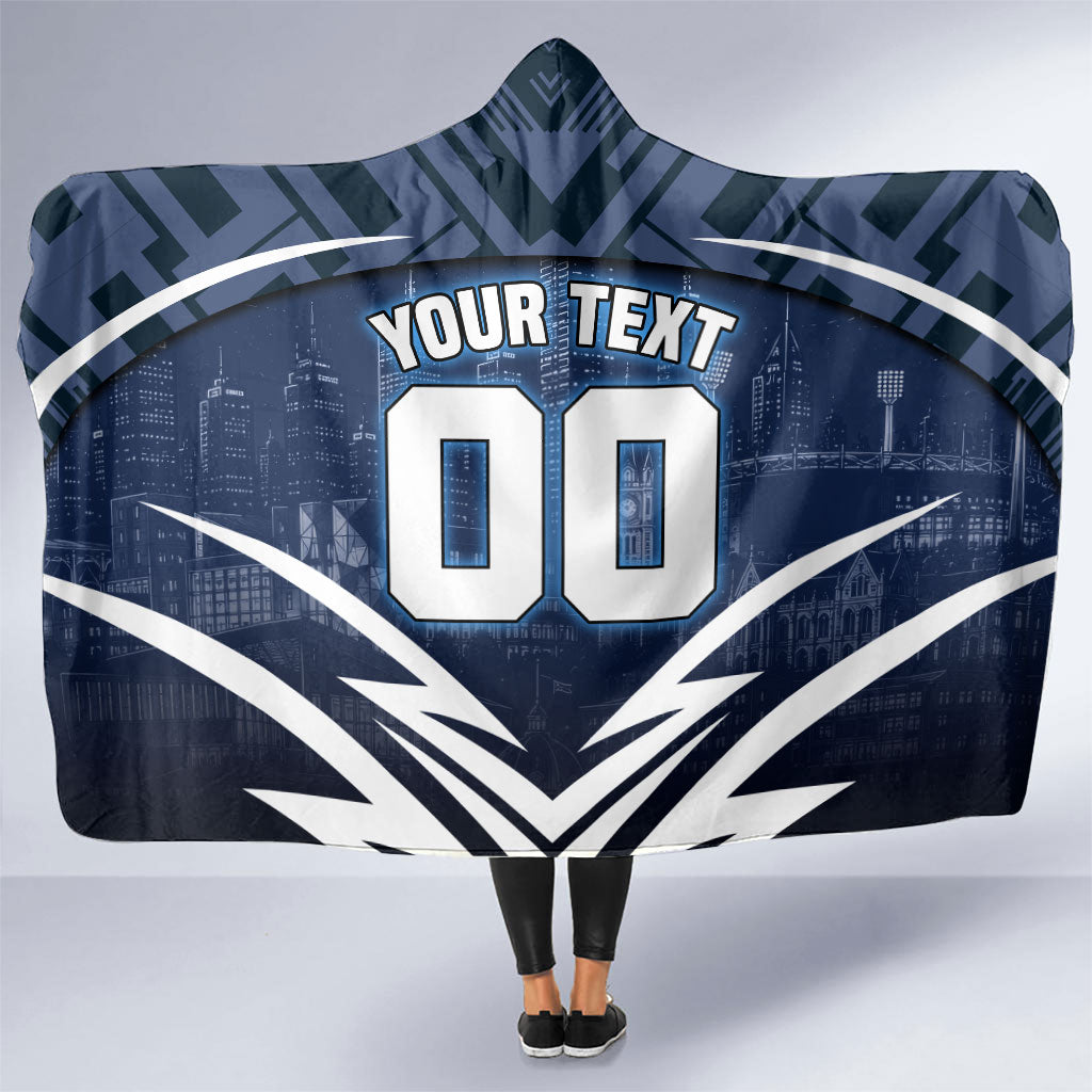 Personalised Carlton Blues Football Hooded Blanket Superhero Comic Art Dark Geometric City