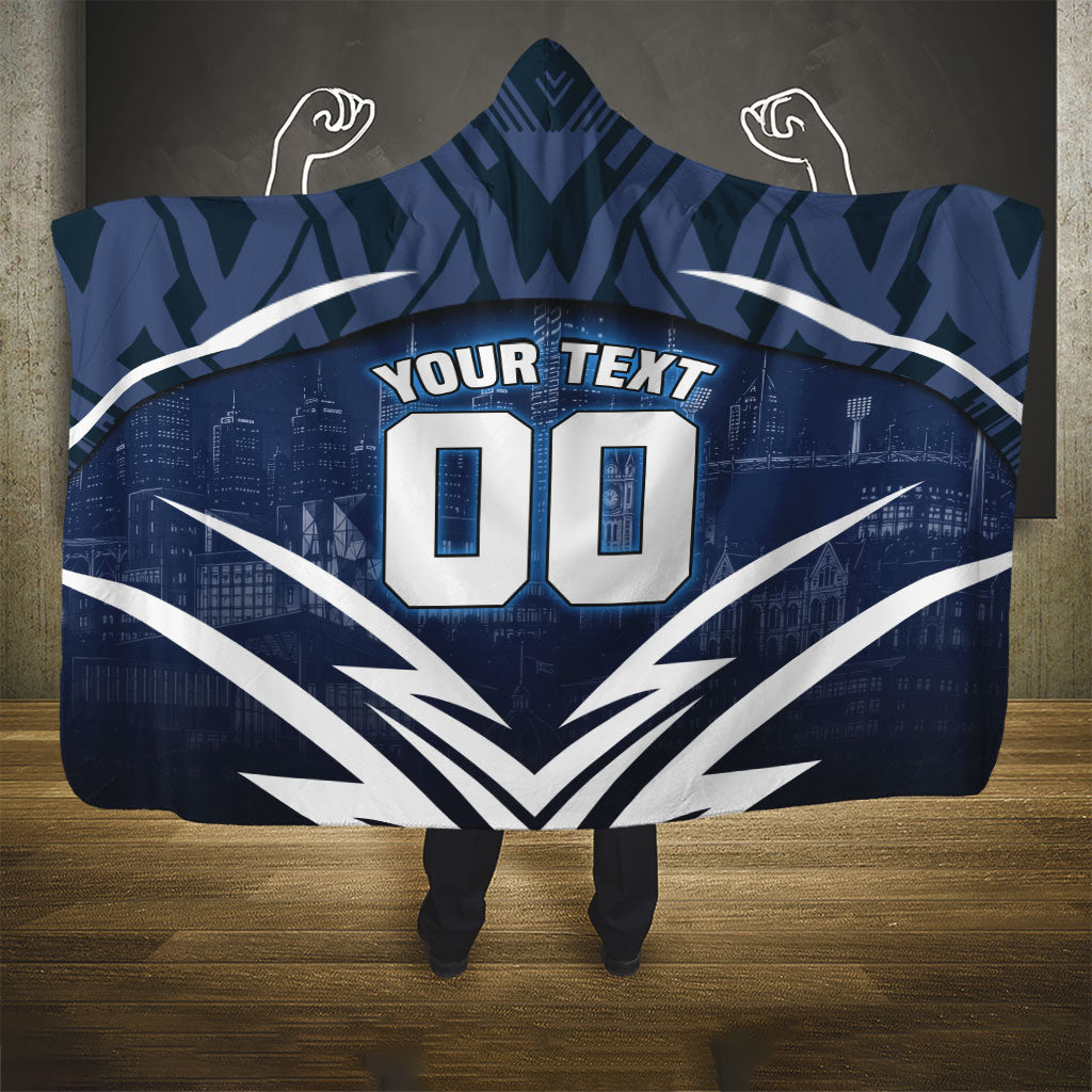 Personalised Carlton Blues Football Hooded Blanket Superhero Comic Art Dark Geometric City