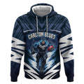 Personalised Carlton Blues Football Hoodie Superhero Comic Art Dark Geometric City