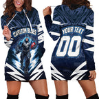 Personalised Carlton Blues Football Hoodie Dress Superhero Comic Art Dark Geometric City